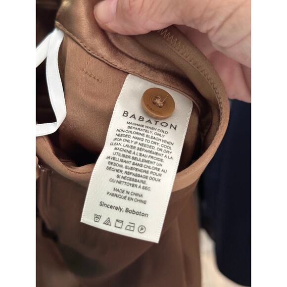 ARITZIA Babaton Women's Tan Pleated Front Satin Pants Size 6 - Picture 7 of 8